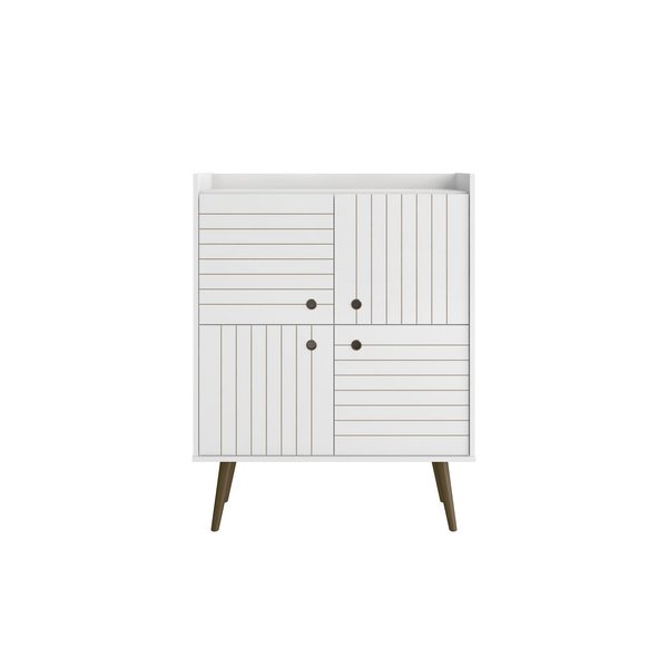 Manhattan Comfort Bogart Accent Cabinet in White and Nature 255BMC6